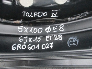 KOLO DOJEZDOVÉ REZERVY 6JX15 5X100 58 MM ET38 SEAT TOLEDO IV