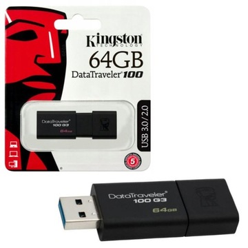 KINGSTON PENDRIVE PAMIĘĆ DT100 G3 USB 3.1 64 GB