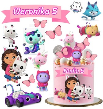 OPŁATEK NA TORT KOCI DOMEK GABI 13 ELEMENTÓW+TEKST