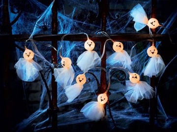 ŁAŃCUCH LED LAMPKI x 10 DUCHY NA HALLOWEEN 1,8 m