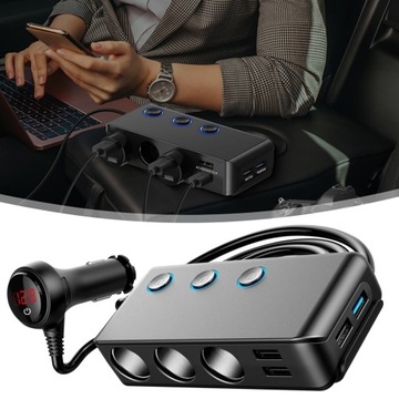 РАЗЪЕМ ПРИКУРИВАТЕЛЯ 12-24В 4xUSB QC PD