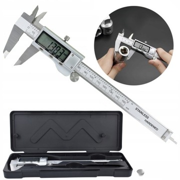 SUWMIARKA METALOWA ELEKTRONICZNA CYFROWA LCD DOKŁADNA PRECYZYJNA 150mm ETUI