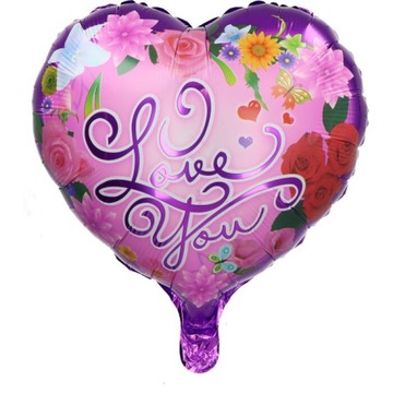 BALON SERCE I LOVE YOU WALENTYNKI FIOLET