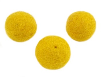 FK003 FILC KULKI KORALIKI WEŁNA żółte 20mm 2szt