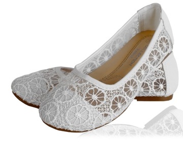 Легкие, элегантные, розовые кружевные балетки 34