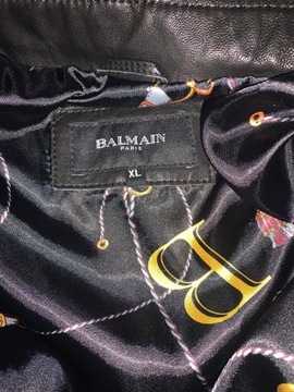 Skórzana parka model Balmain kurtka czarna S/M