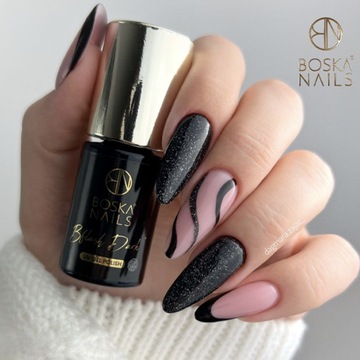 Лак для ногтей Boska Nails Черный с частицами 6мл 375 BFlash Dark