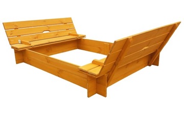PIASKOWNICA DREWNIANA Z ŁAWKĄ 150X120 PINIA