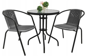 КОМПЛЕКТ САДОВОЙ МЕБЕЛИ НА 2 ЧЕЛОВЕКА ДЛЯ ТЕРРАСЫ, БАЛКОНА, 2x СТУЛЬЯ + СТОЛ