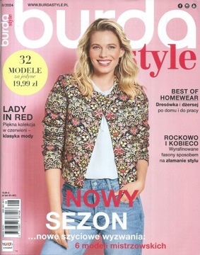 Burda Style 8/2024 NOWY SEZON, BEST OF HOMEWEAR, LADY IN RED