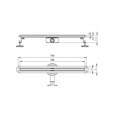 ВРАЩАЮЩИЙСЯ ЛИНЕЙНЫЙ СЛИВ SLIM DL03 ЧЕРНЫЙ 70 СМ