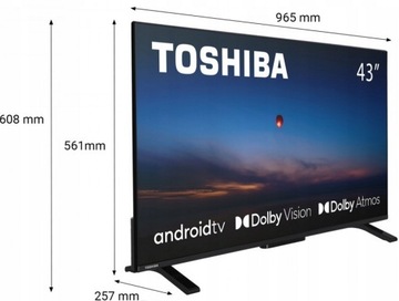 Toshiba 43UA2363DG 43 дюйма, 4KUHD светодиодный телевизор, Android Smart TV + кронштейн для регулировки, 40 кг