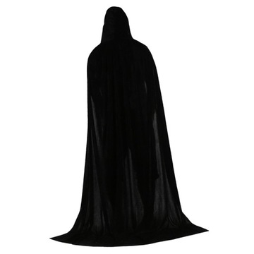Aksamitna peleryna z kapturem i płaszczem z kapturem na Halloween dla dzieci 130 cm czarna