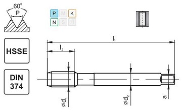 FANAR Gwintownik MF 16x1,5 DIN-374B (6H) HSSE 800