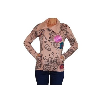 DESIGUAL RÓŻOWA BLUZA KIESZENIE ZAMEK (XS)
