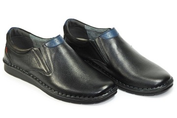 Buty męskie skórzane wsuwane czarne Kam Pol r.42