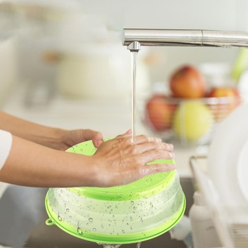 2SZT BEZPIECZNY SILIKON KOSZ DO MYCIA WARZYW,POKRYWA KUCHENKI MIKROFALOWEJ