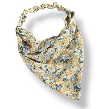 OPASKA LETNIA CHUSTKA NA GŁOWĘ W KWIATY ŻÓŁTA KOLOROWA NA LATO