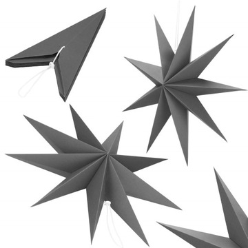 БОЛЬШАЯ РОЖДЕСТВЕНСКАЯ БУМАГА ЗВЕЗДА СЕРАЯ 3D 60см