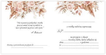 ZAPROSZENIA NA 10 25 40 50 ROCZNICĘ ŚLUBU KWIATY GOTOWE BEZ MSZY + KOPERTA