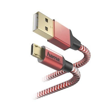 КАБЕЛЬ HAMA USB-microUSB 1,5М ОТРАЖЕННЫЙ красный