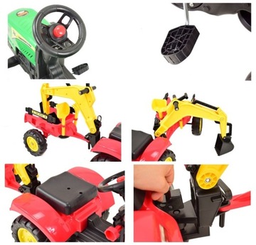 ПЕДАЛЬНЫЙ ТРАКТОР С ПРИЦЕПОМ И ЭКСКАВАТОРОМ/ TR3007 Трактор с аккумуляторным питанием