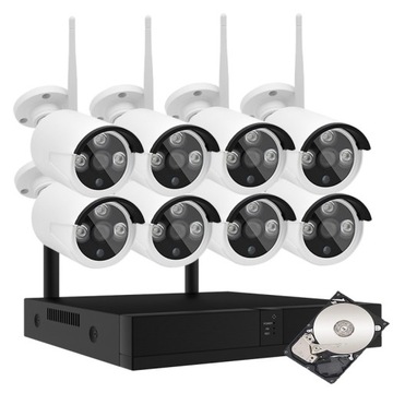 KOMPLETNY ZESTAW MONITORINGU WIFI 8 KAMER 3MP