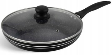 DUŻA PATELNIA MARMURKOWA 30CM Z POKRYWKĄ INDUKCJA GAZ PREMIUM EDENBERG
