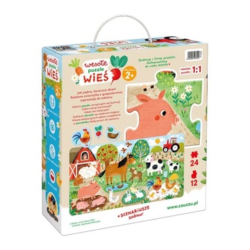 CzuCzu Wesołe PUZZLE 24 elementy +12 obrazków WIEŚ Dla dzieci 2+
