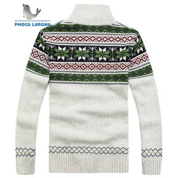 Мужской бархатный свитер с зимним узором, шерсть C