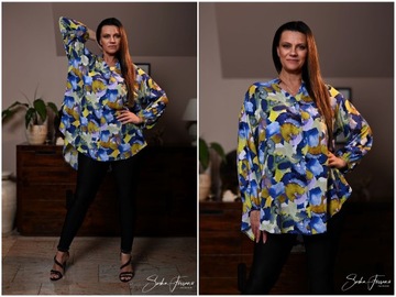 Sasha Ferrano tunika koszula bluzka VIVA 50/52 kolorowa Plus size wiskoza