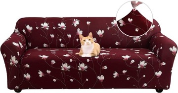 ELASTYCZNY ZESTAW SOF GŁADKA SOFA 2-OSOBOWA - CZERWONY-145-185
