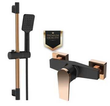 BATERIA NATRYSKOWA Z DRĄŻKIEM MIDNIGHT CZARNA GOLD ROSE ZESTAW PRYSZNICOWY