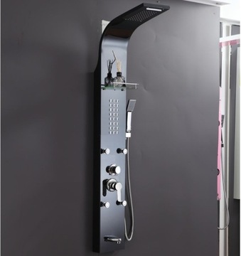 Душевой набор PRESTIGE, панель с гидромассажем и тропическим душем BLACK