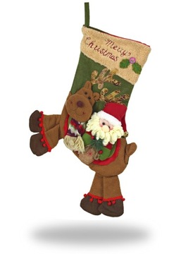 SKARPETA ŚWIĄTECZNA PREZENTY RENIFER MIKOŁAJ XXL