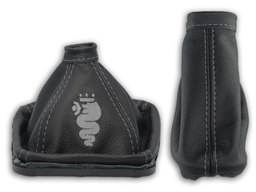 ALFA ROMEO 159 2004-2011 KOMPLET MIESZKÓW CZARNA SKÓRA HAFT SZARY LOGO