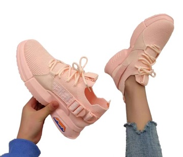 Modne buty sportowe różowe sznurowane adidasy