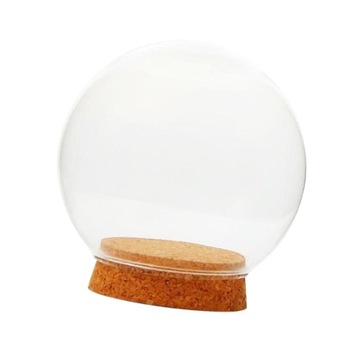 Szklana kula wystawowa pokrywa kopuły wazon na kwiaty z drewnianym korkiem Home Decor 12cm