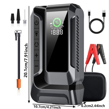 ROZRUSZNIK AWARYJNY SAMOCHODU BOOSTER 12V 1200A KOMPRESOR POWERBANK LATARKA