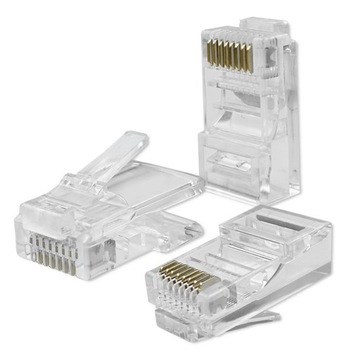 Końcówki Wtyk Wtyki złącze modularne RJ45 CAT5e UTP Pozłacane styki 10 szt