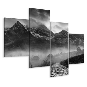 Obraz Tetraptyk Czarno-Białe TATRY Góry 3D 160x100