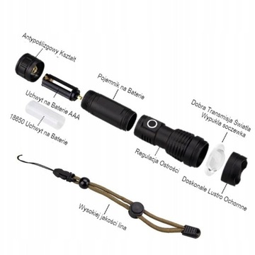 XHP90 ТАКТИЧЕСКИЙ МОЩНЫЙ СВЕТОДИОДНЫЙ ЗУМ USB-ФОНАРИК