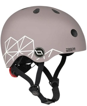 SCOOTANDRIDE KASK Dla Dzieci Regulowany Lampka LED XXS-S Brown Lines 1-5 L