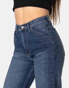 Szwedy Spodnie Damskie Jeans Szerokie Luźne Nogawki i Wysoki Stan J105L W29