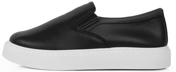 TRAMPKI CZARNE TENISÓWKI SLIP ON SKÓRZANE 38