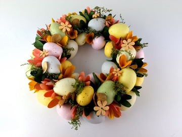 ПАСХАЛЬНЫЙ ДЕКОРАТИВНЫЙ ВЕНОК, ПАСХАЛЬНЫЕ ЯЙЦА, ПАСХАЛЬНЫЕ ЖУКИ, 28СМ, РОЖДЕСТВЕНСКИЙ