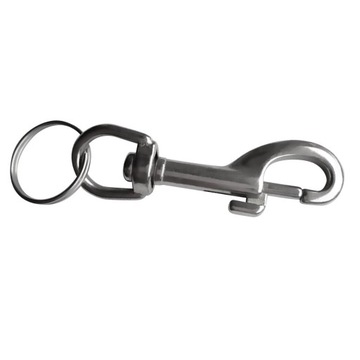 Поворотный брелок из нержавеющей стали 316 с большой петелькой и односторонним карабином.