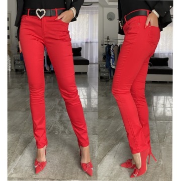 ДЛИННЫЕ БРЮКИ КРАСНЫЕ МОДНЫЕ ТОПЫ ТРУБКИ + ПОЯС ВЫСОКИЙ ПОДЪЕМ ДЛЯ ОФИСА FB222