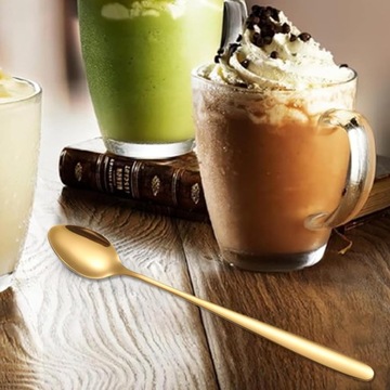 ŁYŻECZKA ŁYŻECZKI ZŁOTE KAWY LATTE LODÓW DESERÓW DESER DŁUGA KOMPLET 6szt