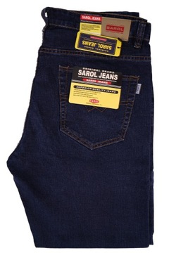 SPODNIE MĘSKIE DŻINSOWE SAROL JEANS GRANAT PROSTE DUŻE W45 L32 PAS 116-120